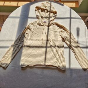 Womens M Cherokee Tan Striped Hoodie